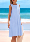 PRETTYGARDEN Womens Summer Crewneck Cap Sleeve Knit Casual Mini Dress