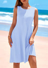 PRETTYGARDEN Womens Summer Crewneck Cap Sleeve Knit Casual Mini Dress