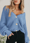 PRETTYGARDEN Women's Chunky Knit Open Front Sweater Long Sleeve Button Loose Short Cardigan Outerwear Coats