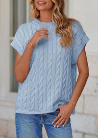 Casual Short Sleeve Crew Neck Knit Pullover Trendy Spring Outfits Sweater Vest