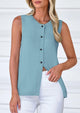Sleeveless Button Down Business Casual Knit Tank Tops