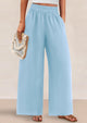 Casual Elastic Waist Loose Flowy Palazzo Pants Trousers with Pockets