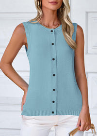 Sleeveless Button Down Business Casual Knit Tank Tops