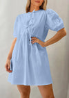 PRETTYGARDEN Womens Summer Casual Short Sleeve Dresses A Line Bow Tie Front Babydoll Loose Cute Mini Dress with Pockets
