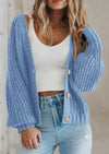 PRETTYGARDEN Women's Chunky Knit Open Front Sweater Long Sleeve Button Loose Short Cardigan Outerwear Coats