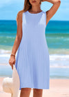 PRETTYGARDEN Womens Summer Crewneck Cap Sleeve Knit Casual Mini Dress