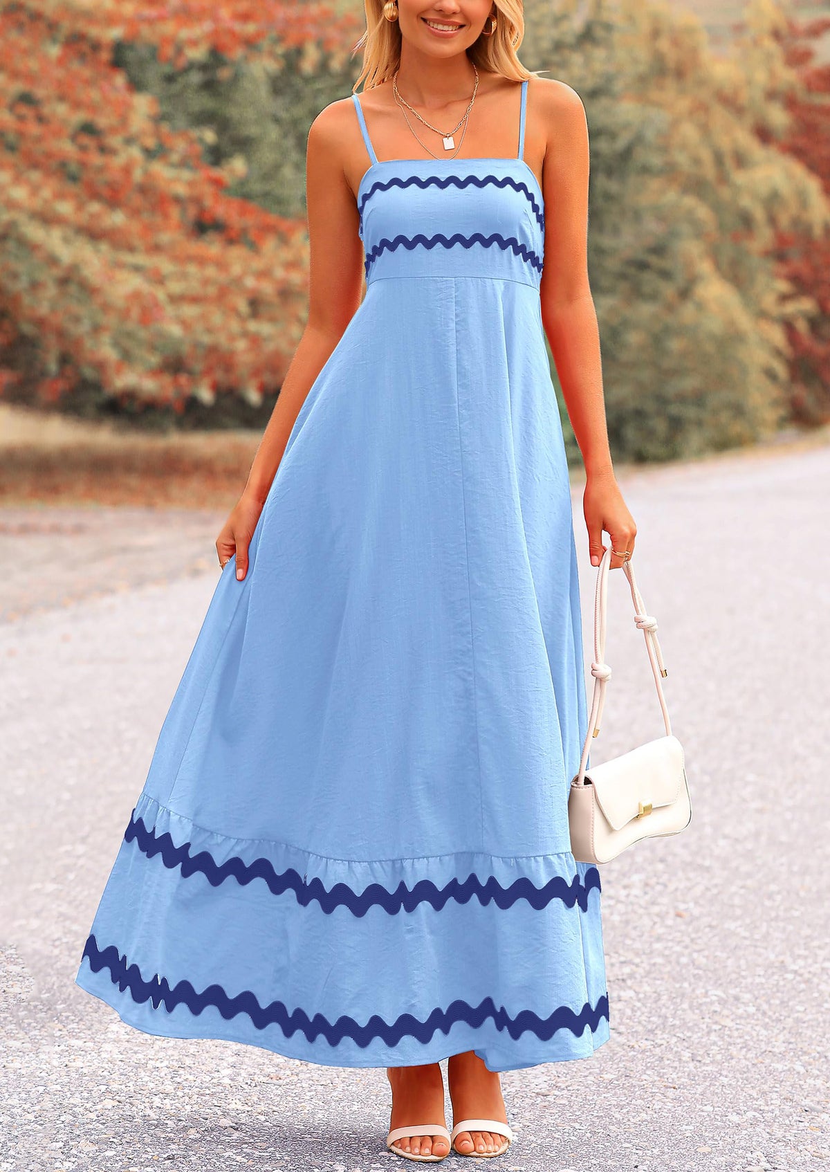 Casual Sleeveless Spaghetti Strap Ruffle Beach Flowy Maxi Dress
