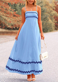 Casual Sleeveless Spaghetti Strap Ruffle Beach Flowy Maxi Dress