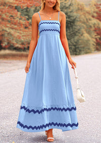 Casual Sleeveless Spaghetti Strap Ruffle Beach Flowy Maxi Dress