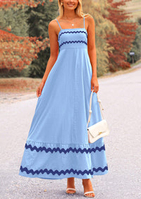 Casual Sleeveless Spaghetti Strap Ruffle Beach Flowy Maxi Dress