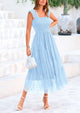 Casual Sleeveless Smocked Ruffle Tulle Flowy Beach Sundress