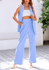 PRETTYGARDEN 2 Piece Outfits Sleeveless Suit Vest and Wide Leg Pants Business Casual Blazer Sets