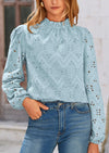 PRETTYGARDEN Womens Tops Dressy Casual Spring Long Sleeve Shirts Embroidered Eyelet Blouses Going Out Outfits
