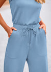 PRETTYGARDEN Jumpsuits Casual Outfits Sleeveless Wide Leg Long Pants Rompers