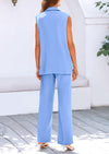 PRETTYGARDEN 2 Piece Outfits Sleeveless Suit Vest and Wide Leg Pants Business Casual Blazer Sets