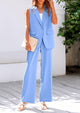 Sleeveless Suit Vest And Wide Leg Pants Business Casual Blazer Set