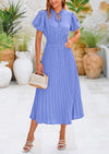 Prettygarden V Neck Swiss Polka Dot Wedding Guest Midi Skirt