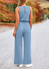 PRETTYGARDEN Jumpsuits Casual Outfits Sleeveless Wide Leg Long Pants Rompers