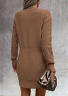 PRETTYGARDEN Sweater Dress for Women Long Puff Sleeve Turtleneck Ribbed Knit Oversized Pullover Winter Short Dress