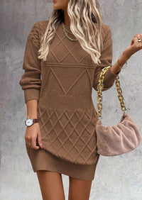 Long Sleeve Chunky Ribbed Knit Mini Sweater Dresses