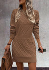PRETTYGARDEN Sweater Dress for Women Long Puff Sleeve Turtleneck Ribbed Knit Oversized Pullover Winter Short Dress