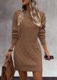 Long Sleeve Chunky Ribbed Knit Mini Sweater Dresses