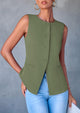 Dressy Business Casual Sleeveless Button Down Blazer Waistcoat