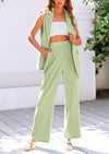 PRETTYGARDEN 2 Piece Outfits Sleeveless Suit Vest and Wide Leg Pants Business Casual Blazer Sets