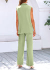 PRETTYGARDEN 2 Piece Outfits Sleeveless Suit Vest and Wide Leg Pants Business Casual Blazer Sets