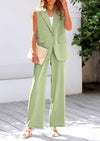 PRETTYGARDEN 2 Piece Outfits Sleeveless Suit Vest and Wide Leg Pants Business Casual Blazer Sets
