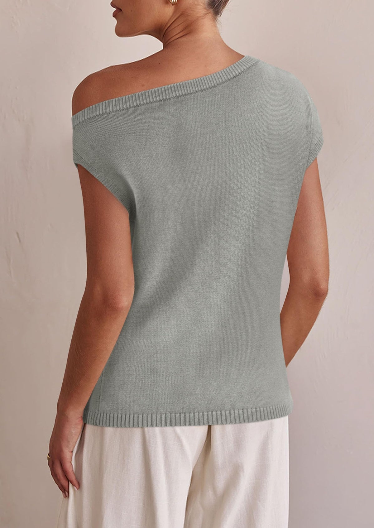 Off The Shoulder Casual Short Sleeve Tunic Lightweight Knit Sweaters