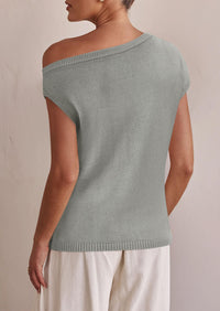 Off The Shoulder Casual Short Sleeve Tunic Lightweight Knit Sweaters
