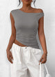 Off The Shoulder Sleeveless One Shoulder Ruched Asymmetrical Y2K Tank Top