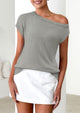 Off The Shoulder Casual Short Sleeve Tunic Lightweight Knit Sweaters