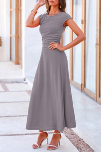 Casual Knit Short Sleeve Crop Top High Waist Skirt 2 Piece Sets