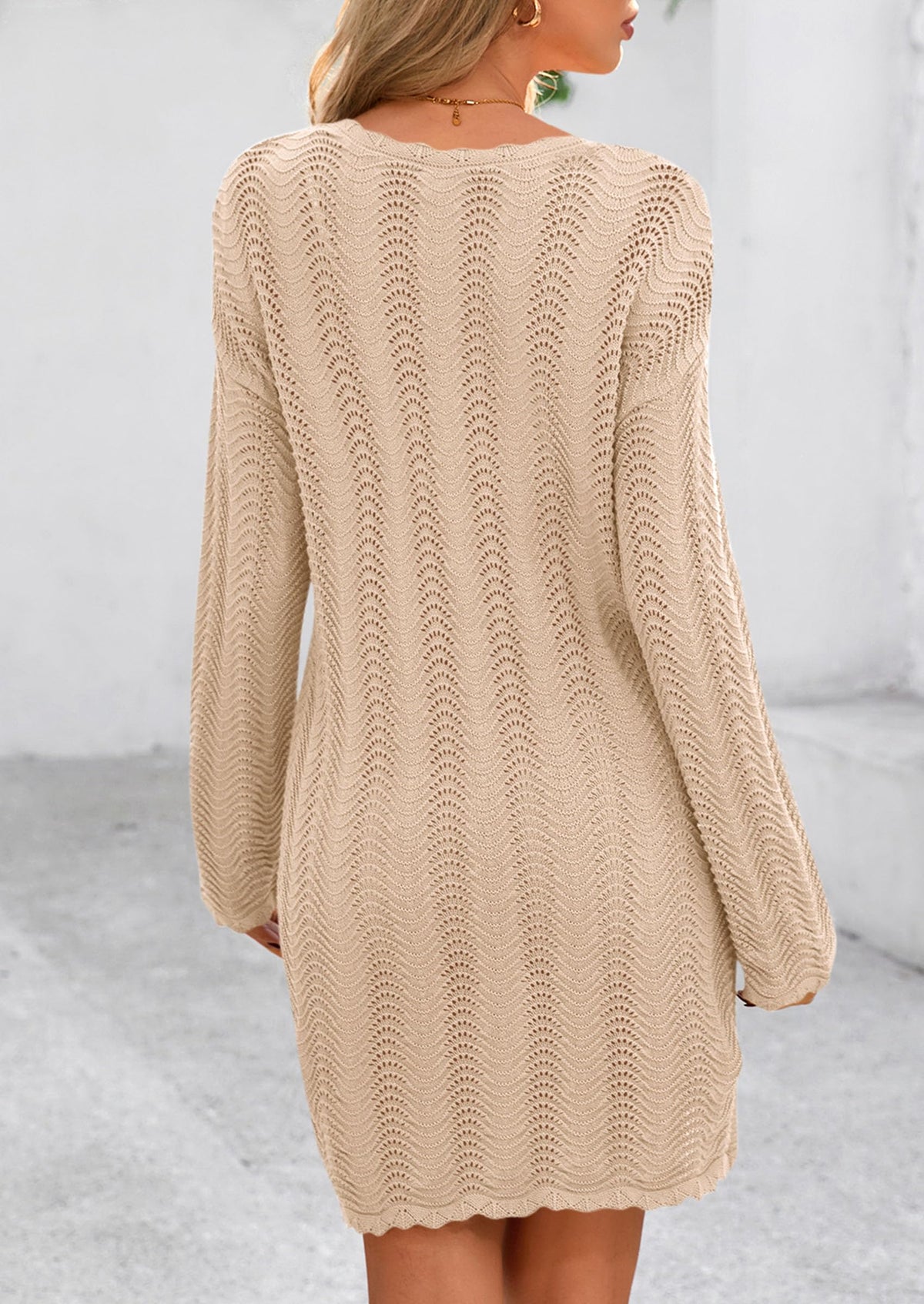 Crochet Knit Hollow Out Beach Vacation Cover Ups Dress