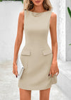 PRETTYGARDEN Womens Formal Sleeveless Summer Dresses Boat Neck Bodycon Elegant A Line Business Work Mini Dresss