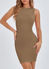 PRETTYGARDEN Spring Dresses for Women Sleeveless Bodycon Short Work Tank Dress Summer Casual Ribbed Mini Sundresses