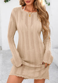 Crochet Knit Hollow Out Beach Vacation Cover Ups Dress