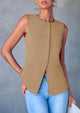 Dressy Business Casual Sleeveless Button Down Blazer Waistcoat