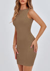 PRETTYGARDEN Spring Dresses for Women Sleeveless Bodycon Short Work Tank Dress Summer Casual Ribbed Mini Sundresses