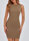 PRETTYGARDEN Spring Dresses for Women Sleeveless Bodycon Short Work Tank Dress Summer Casual Ribbed Mini Sundresses