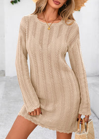 Crochet Knit Hollow Out Beach Vacation Cover Ups Dress