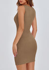 PRETTYGARDEN Spring Dresses for Women Sleeveless Bodycon Short Work Tank Dress Summer Casual Ribbed Mini Sundresses