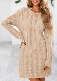 Crochet Knit Hollow Out Beach Vacation Cover Ups Dress