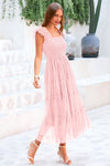 PRETTYGARDEN Women Summer Sleeveless Tulle Mesh Wedding Guest Dress