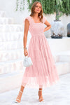 PRETTYGARDEN Women Summer Sleeveless Tulle Mesh Wedding Guest Dress