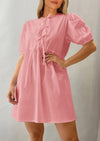 PRETTYGARDEN Womens Summer Casual Short Sleeve Dresses A Line Bow Tie Front Babydoll Loose Cute Mini Dress with Pockets