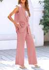 PRETTYGARDEN 2 Piece Outfits Sleeveless Suit Vest and Wide Leg Pants Business Casual Blazer Sets