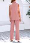 PRETTYGARDEN 2 Piece Outfits Sleeveless Suit Vest and Wide Leg Pants Business Casual Blazer Sets